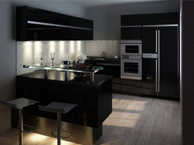 Интерьер в черном цвете.